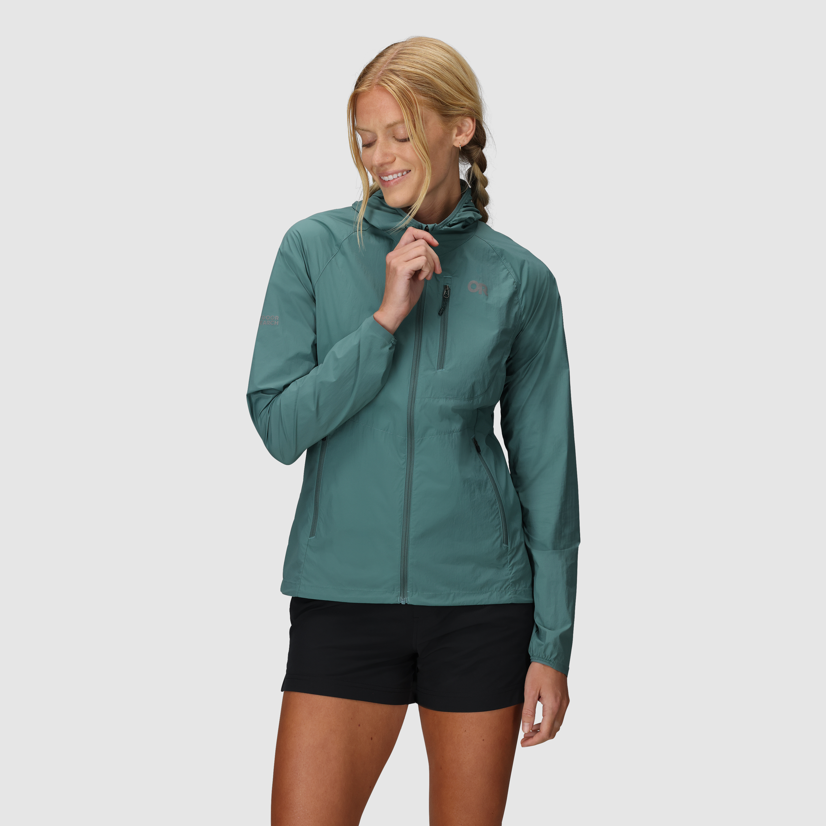 Women's Lightweight Windproof Hoodie with Stretch & Packable Design