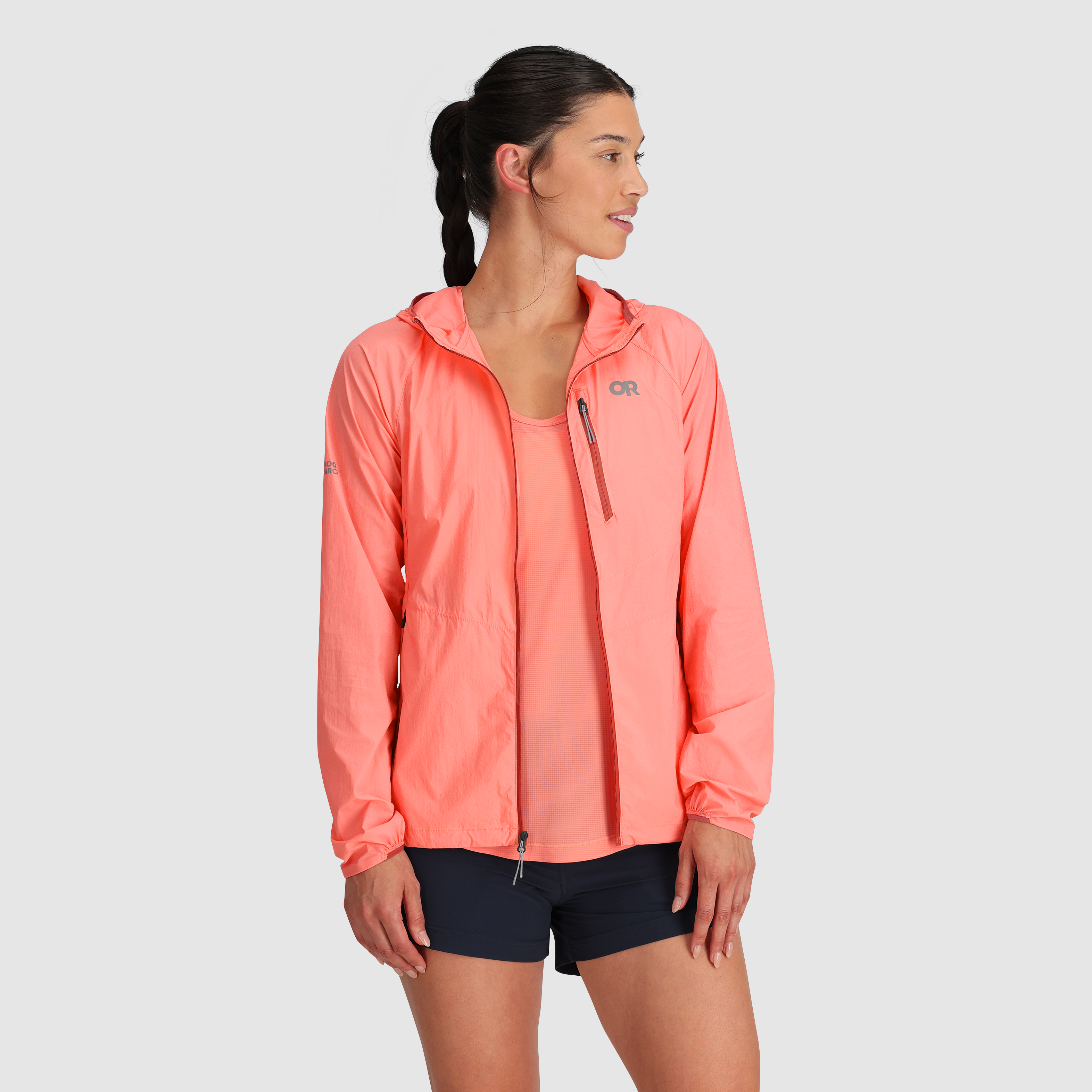 Women's Lightweight Windproof Hoodie with Stretch & Packable Design