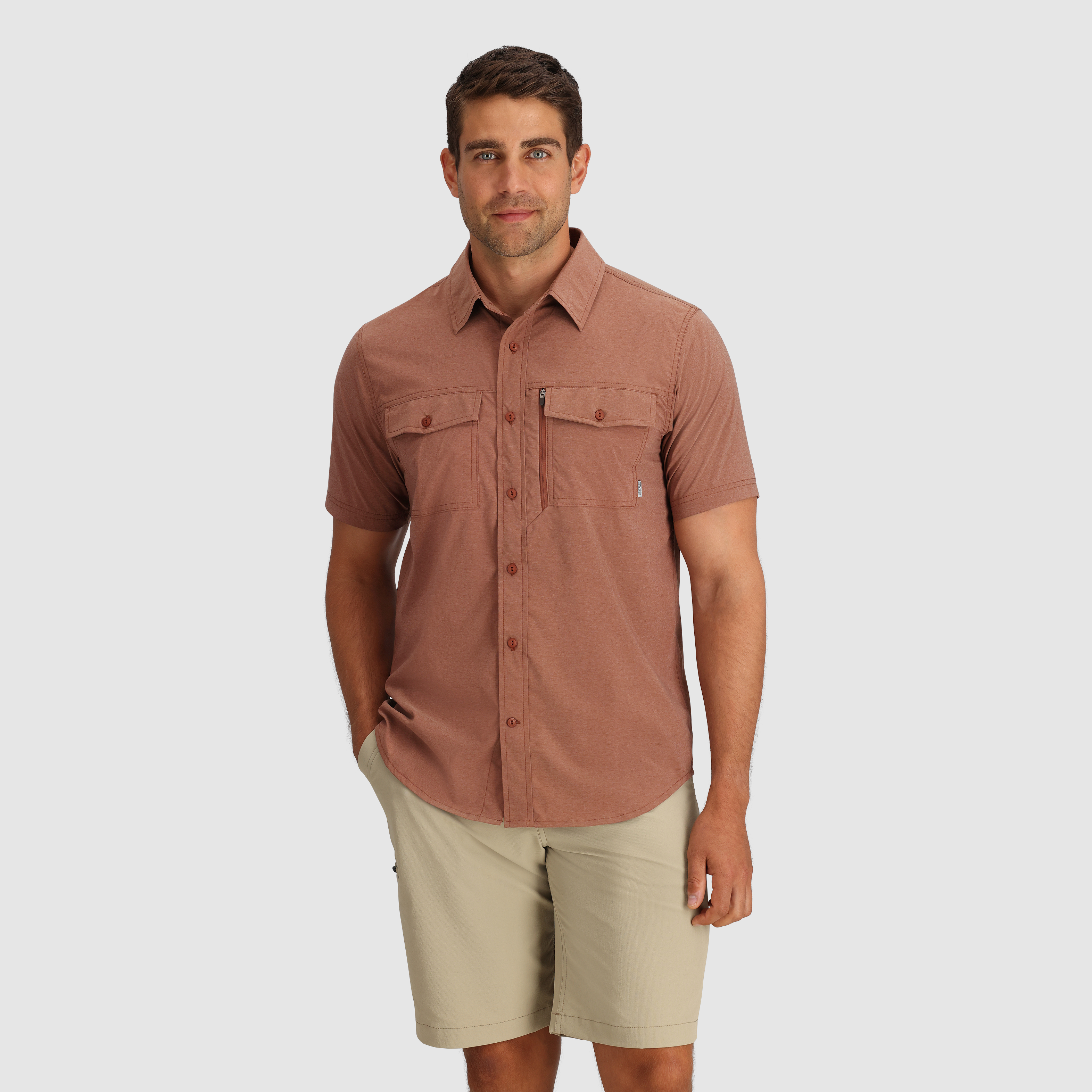 Men's Way Station Travel Shirt with Secret Zip Pocket - UPF 30
