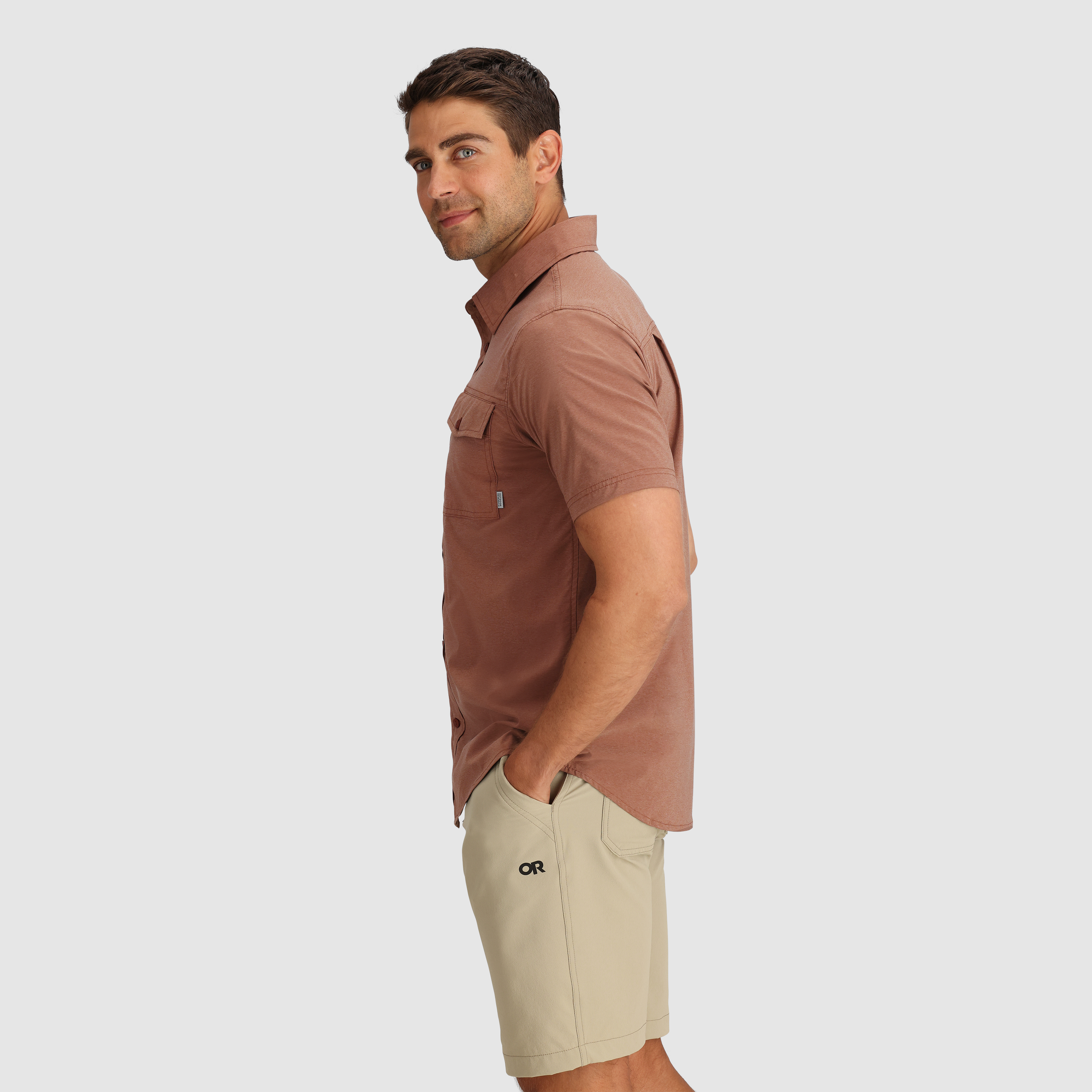 Men's Way Station Travel Shirt with Secret Zip Pocket - UPF 30