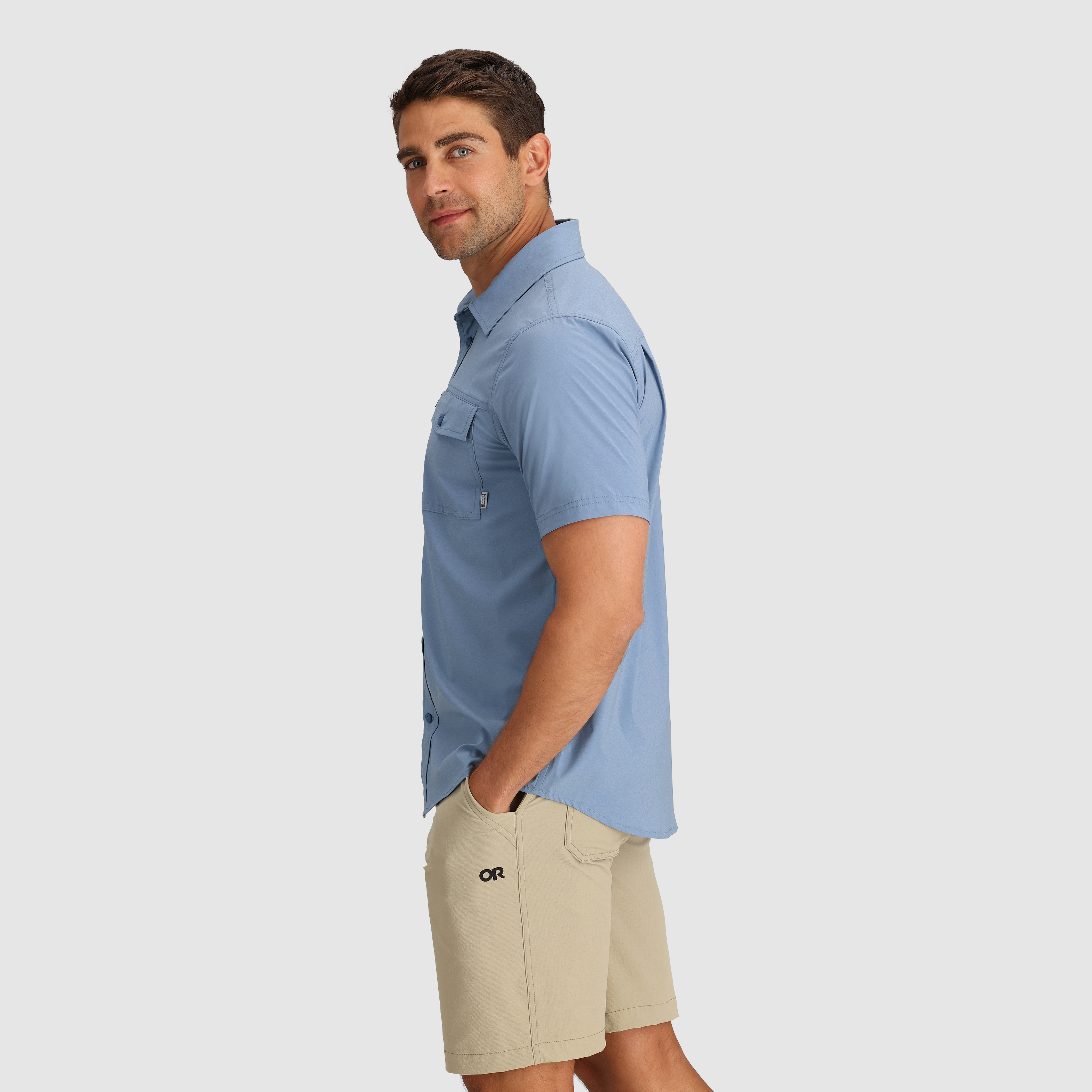 Men's Way Station Travel Shirt with Secret Zip Pocket - UPF 30