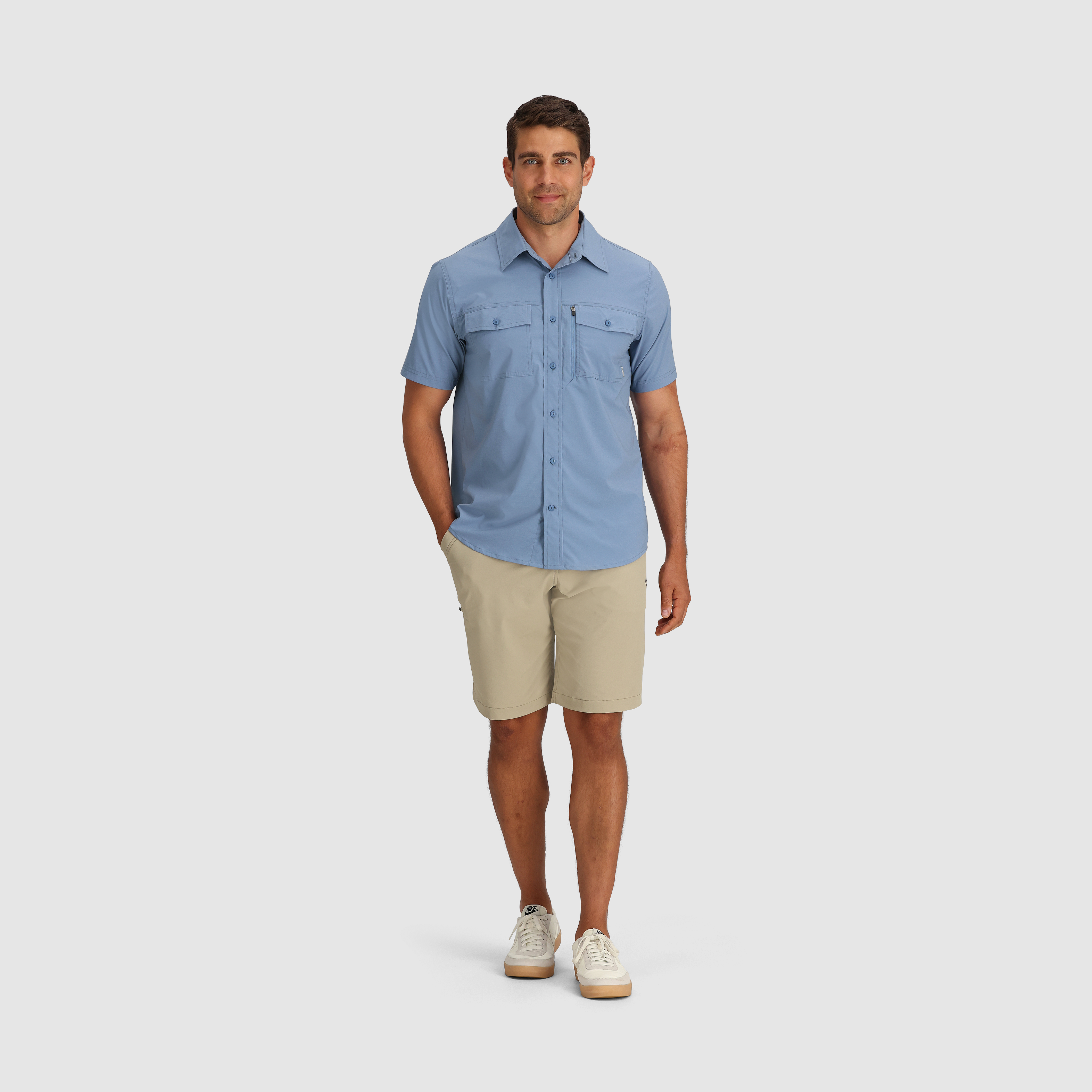 Men's Way Station Travel Shirt with Secret Zip Pocket - UPF 30