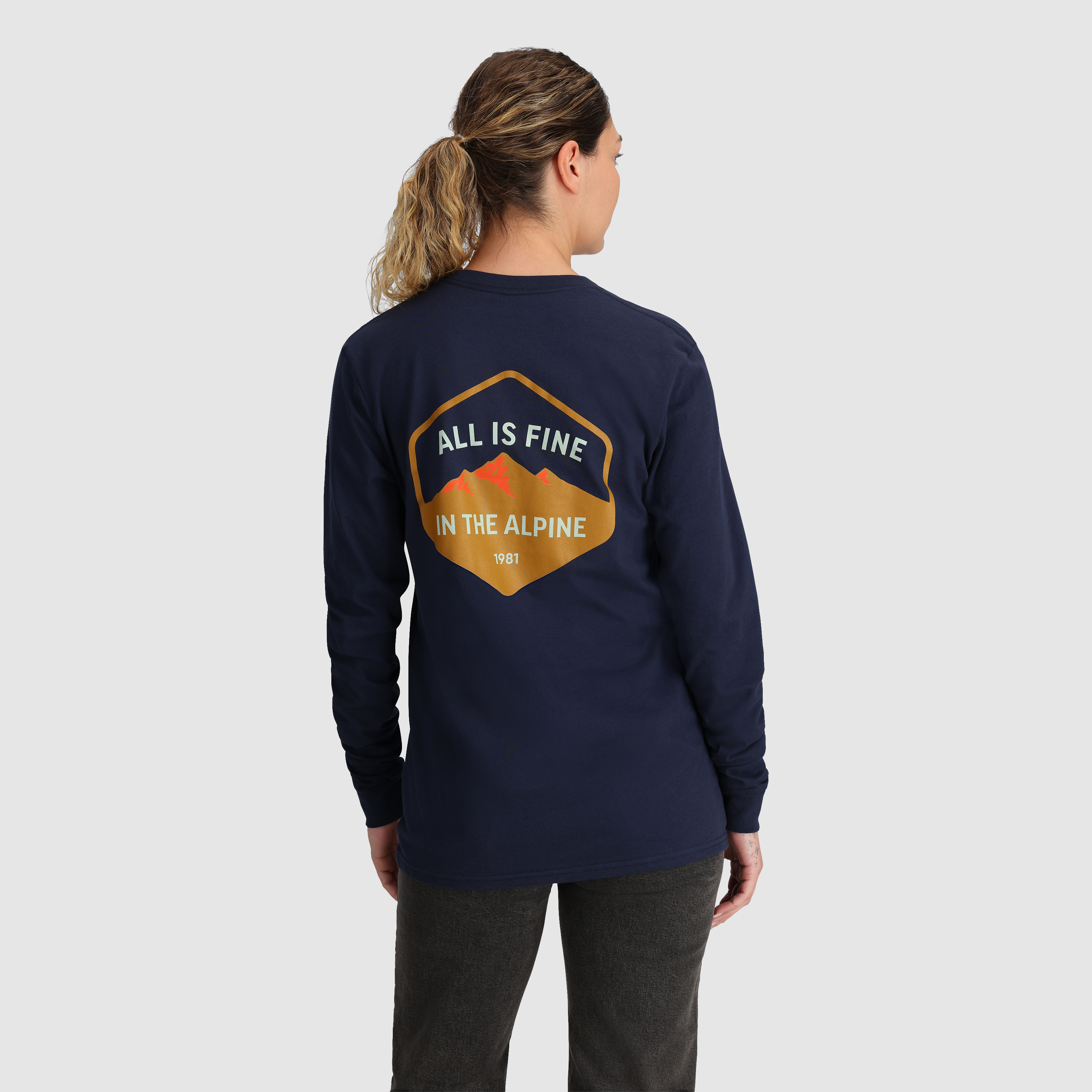 Alpine Logo Long Sleeve Cotton T-Shirt for Outdoor Adventures