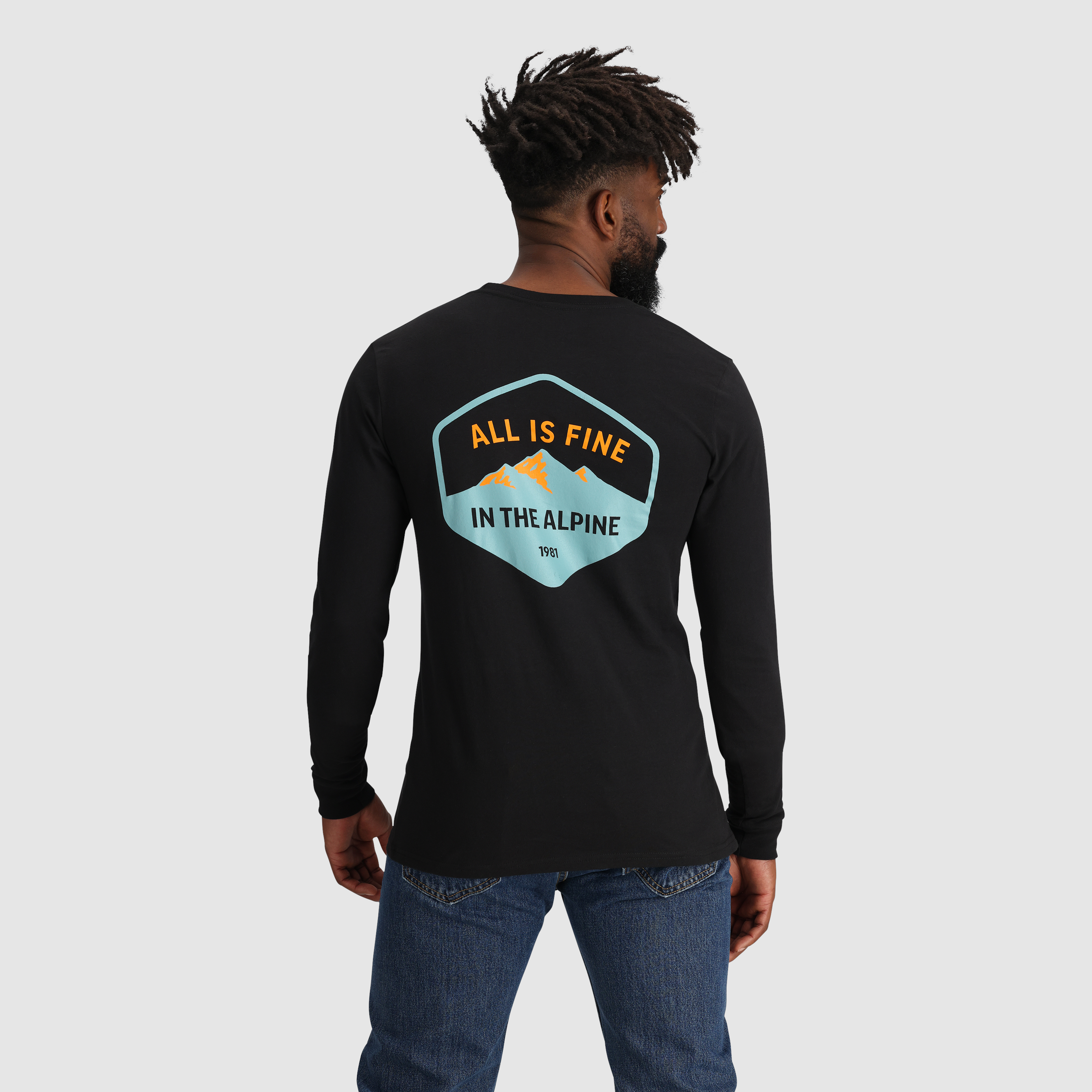 Alpine Logo Long Sleeve Cotton T-Shirt for Outdoor Adventures