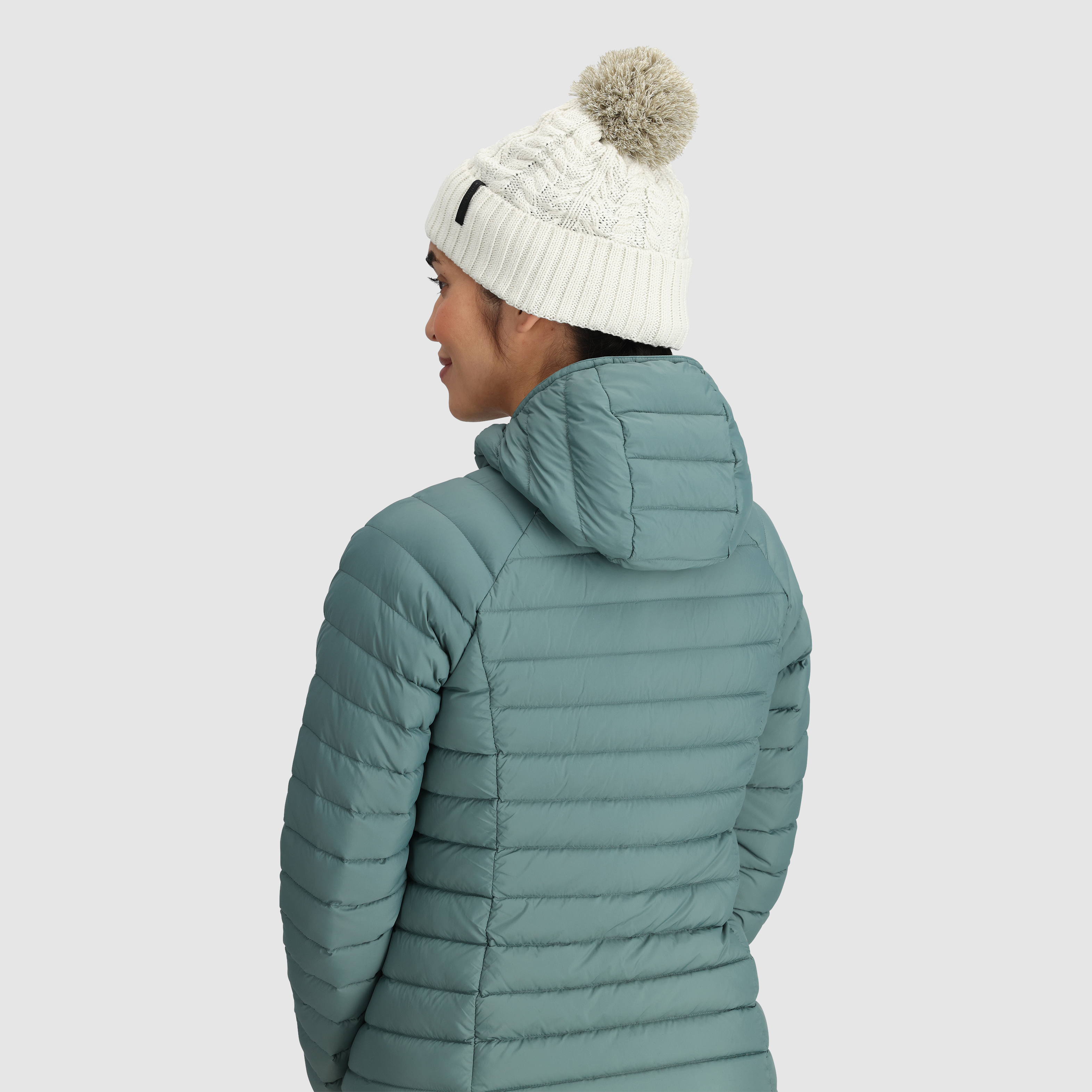 Women's Cable Knit Beanie with Pom - Recycled Polyester Winter Hat