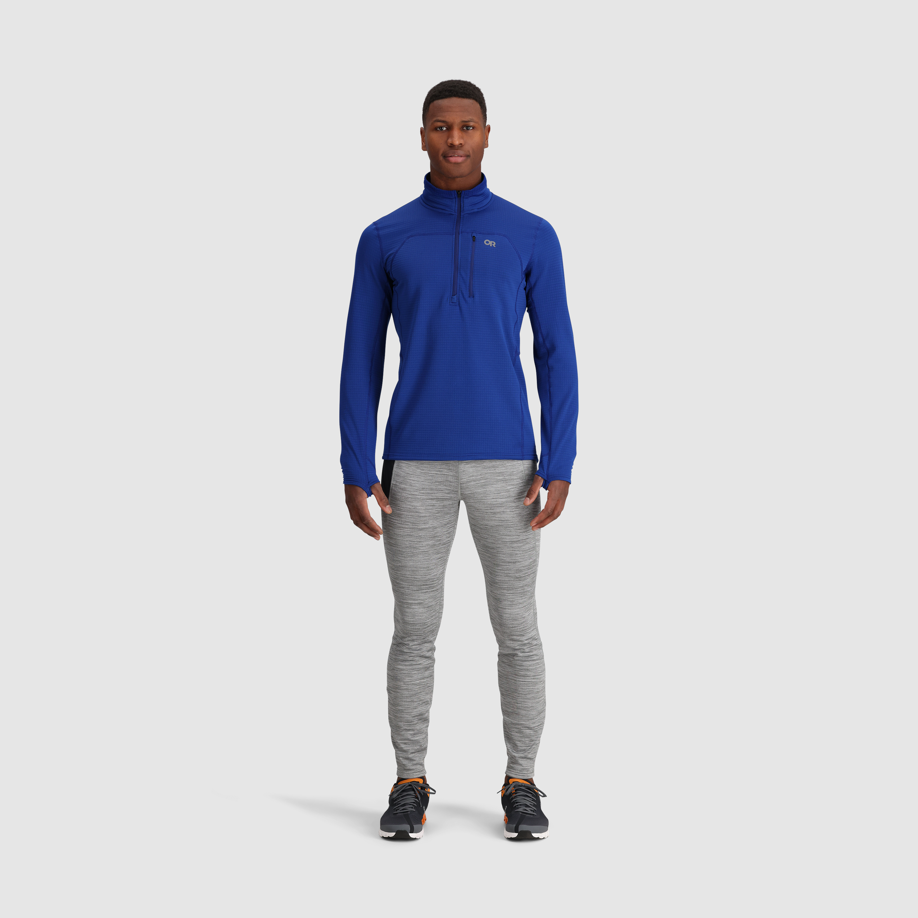 Men's Vigor Grid Fleece Half Zip Jacket for Hiking & Outdoor