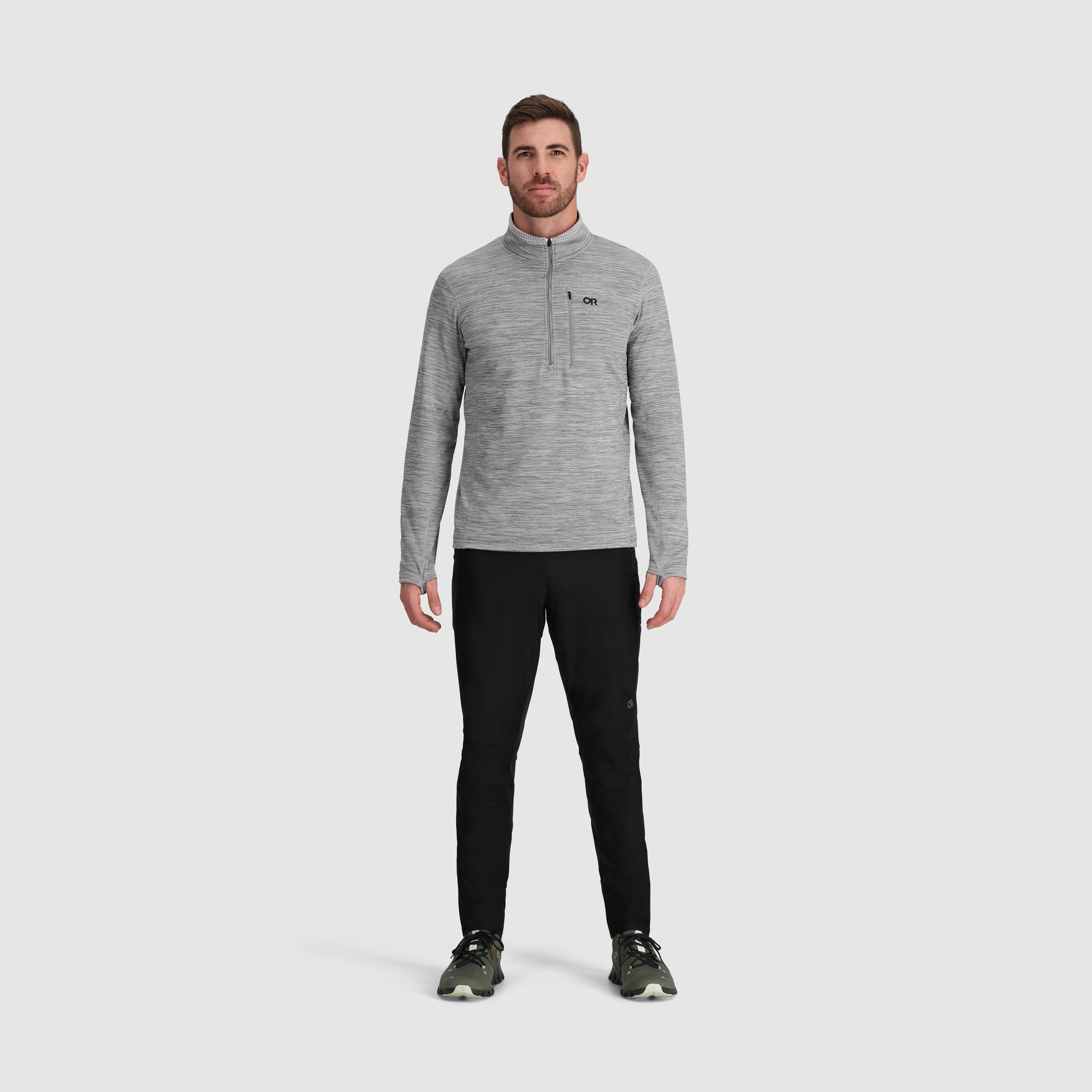 Men's Vigor Grid Fleece Half Zip Jacket for Hiking & Outdoor