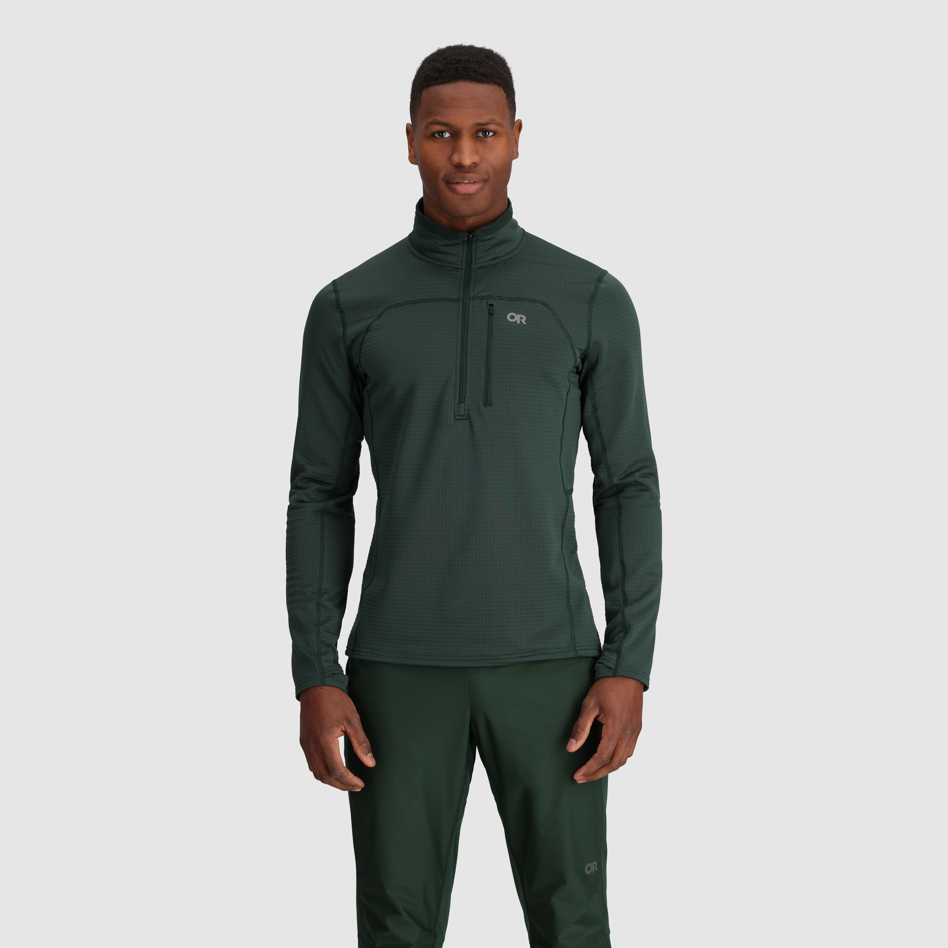 Men's Vigor Grid Fleece Half Zip Jacket for Hiking & Outdoor