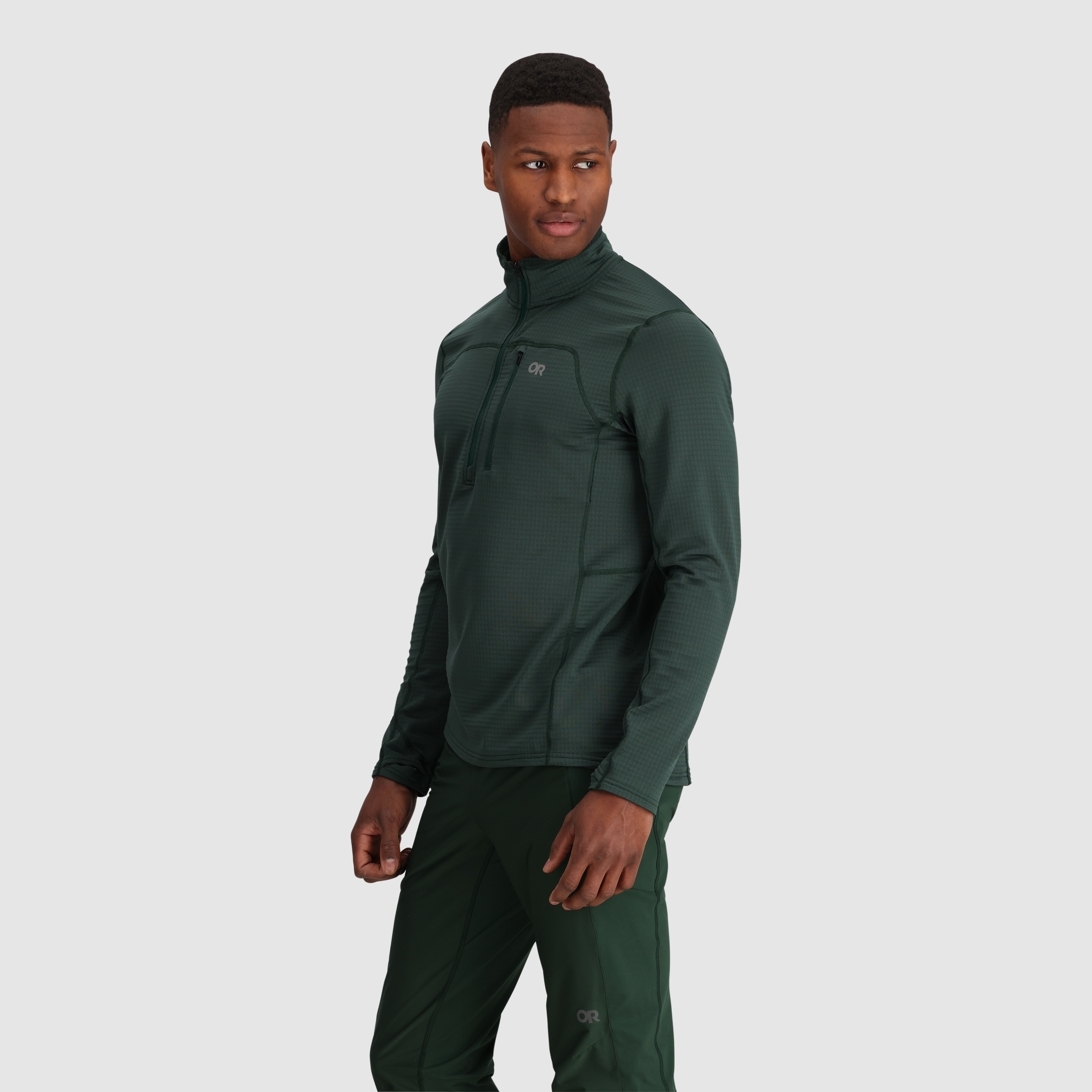 Men's Vigor Grid Fleece Half Zip Jacket for Hiking & Outdoor