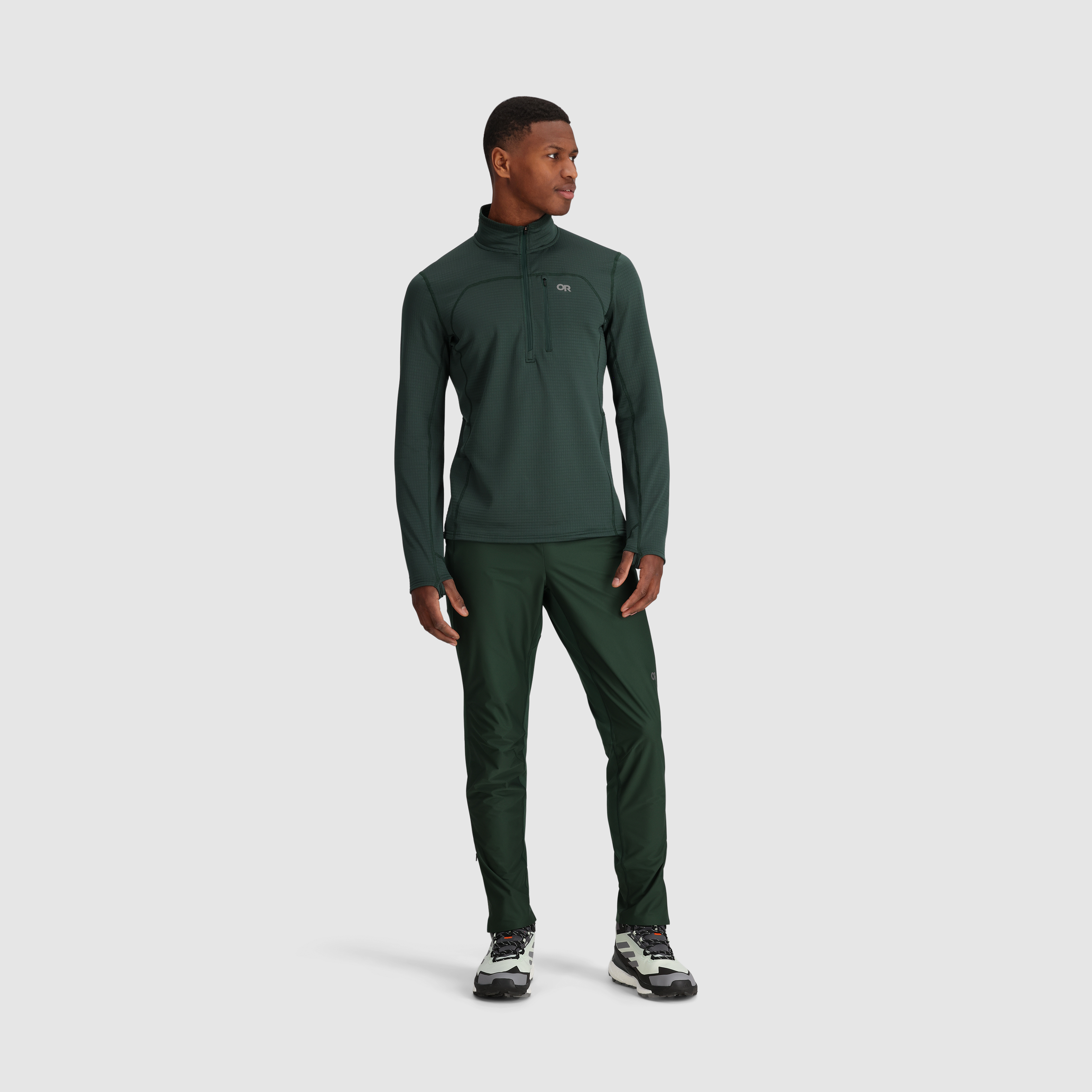 Men's Vigor Grid Fleece Half Zip Jacket for Hiking & Outdoor