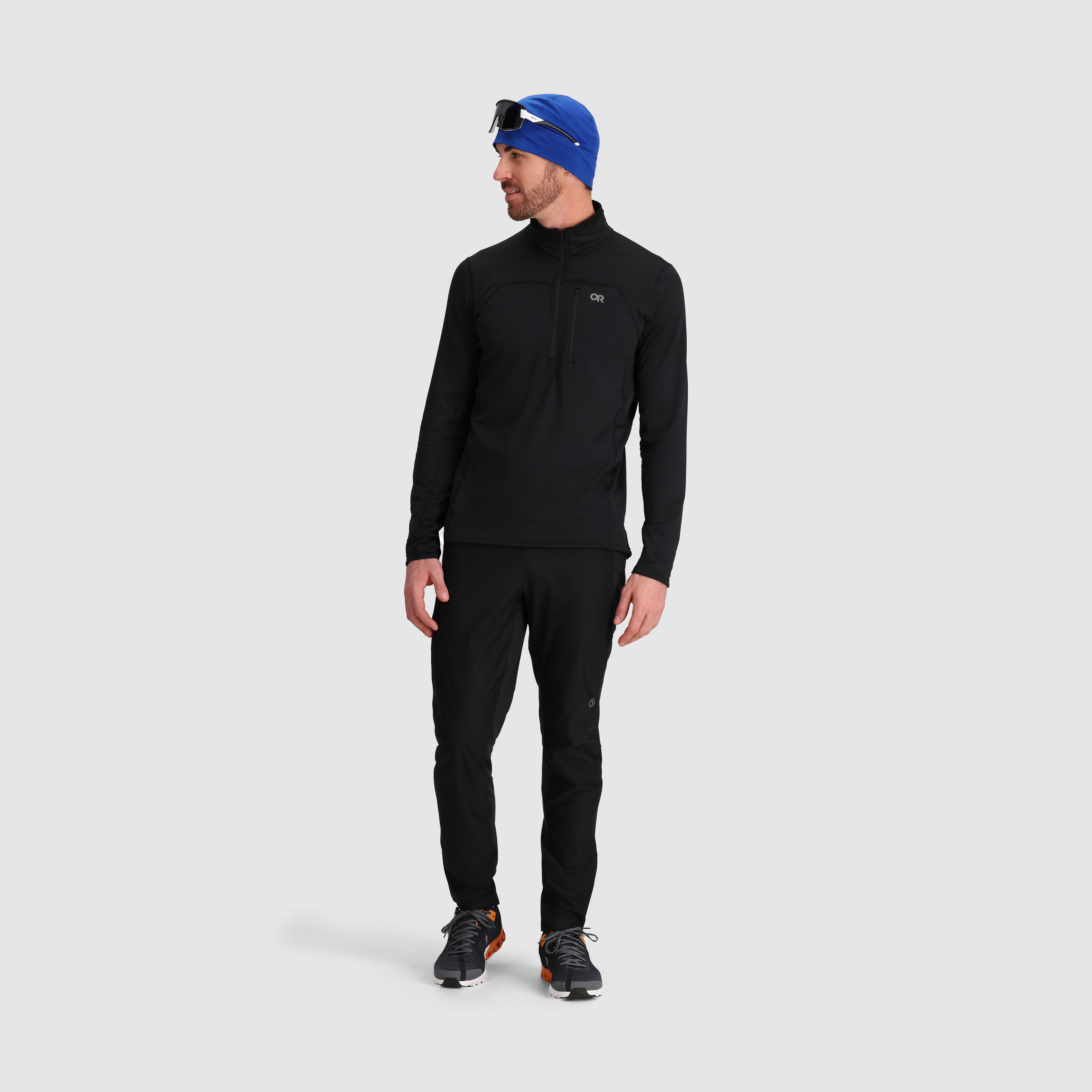Men's Vigor Grid Fleece Half Zip Jacket for Hiking & Outdoor