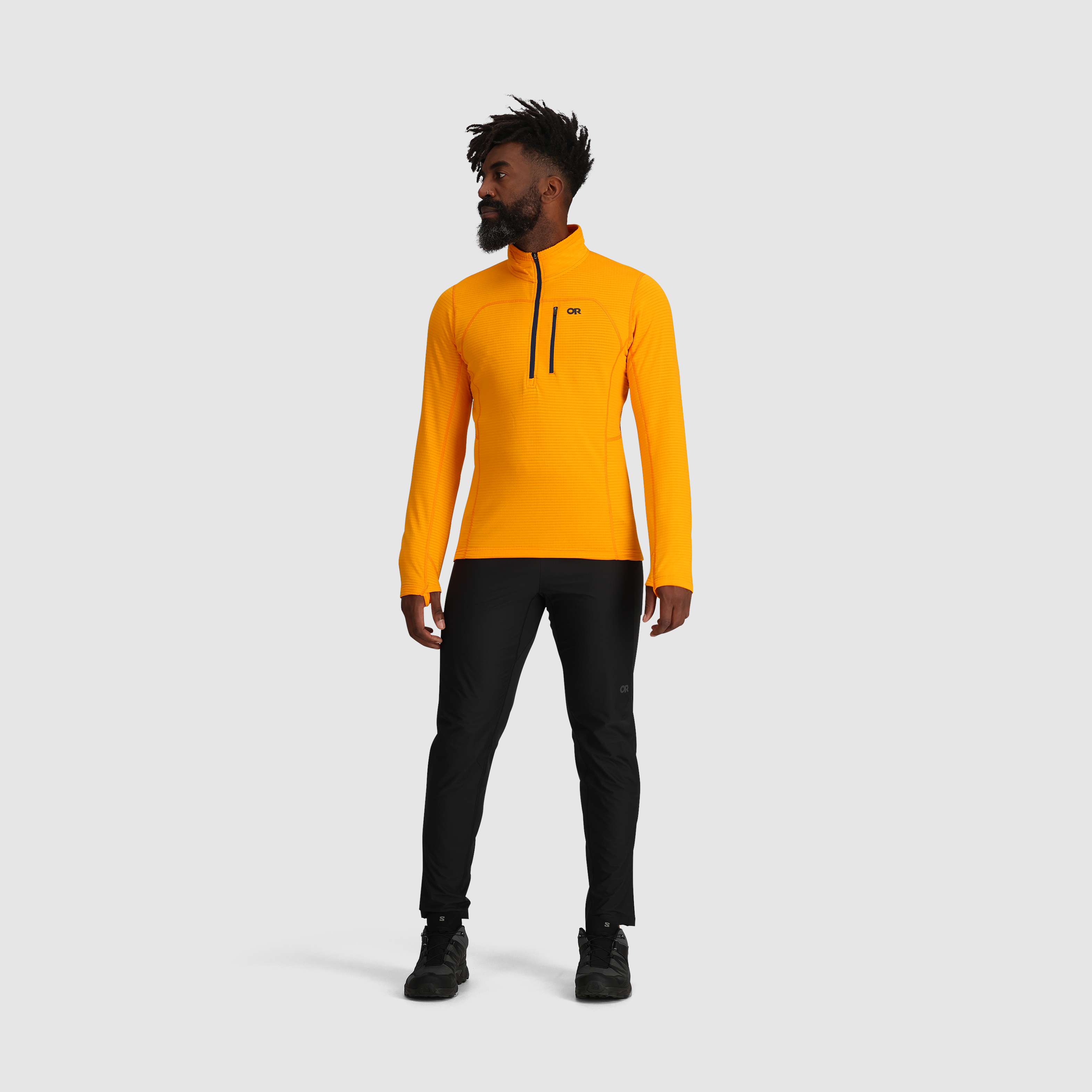 Men's Vigor Grid Fleece Half Zip Jacket for Hiking & Outdoor