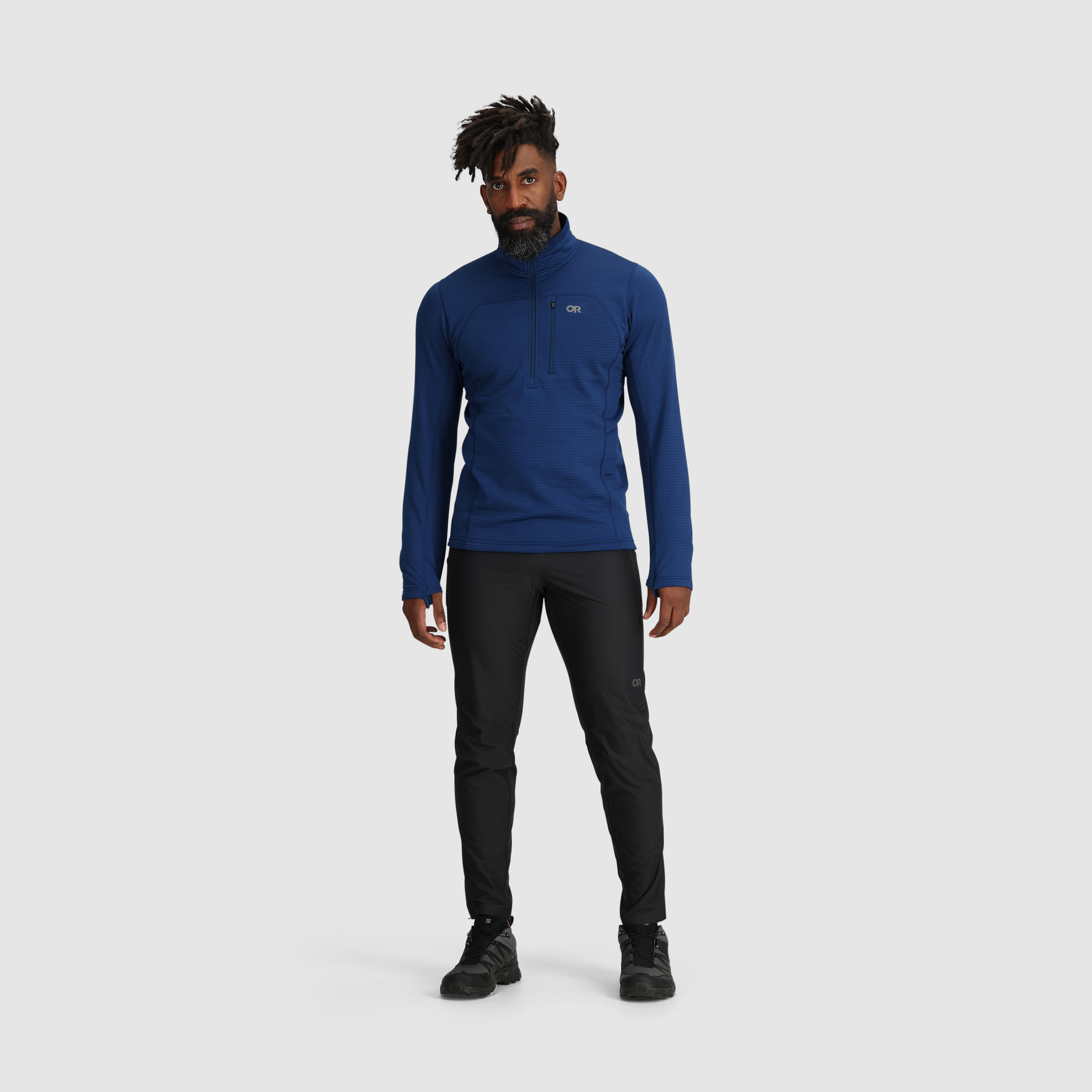 Men's Vigor Grid Fleece Half Zip Jacket for Hiking & Outdoor