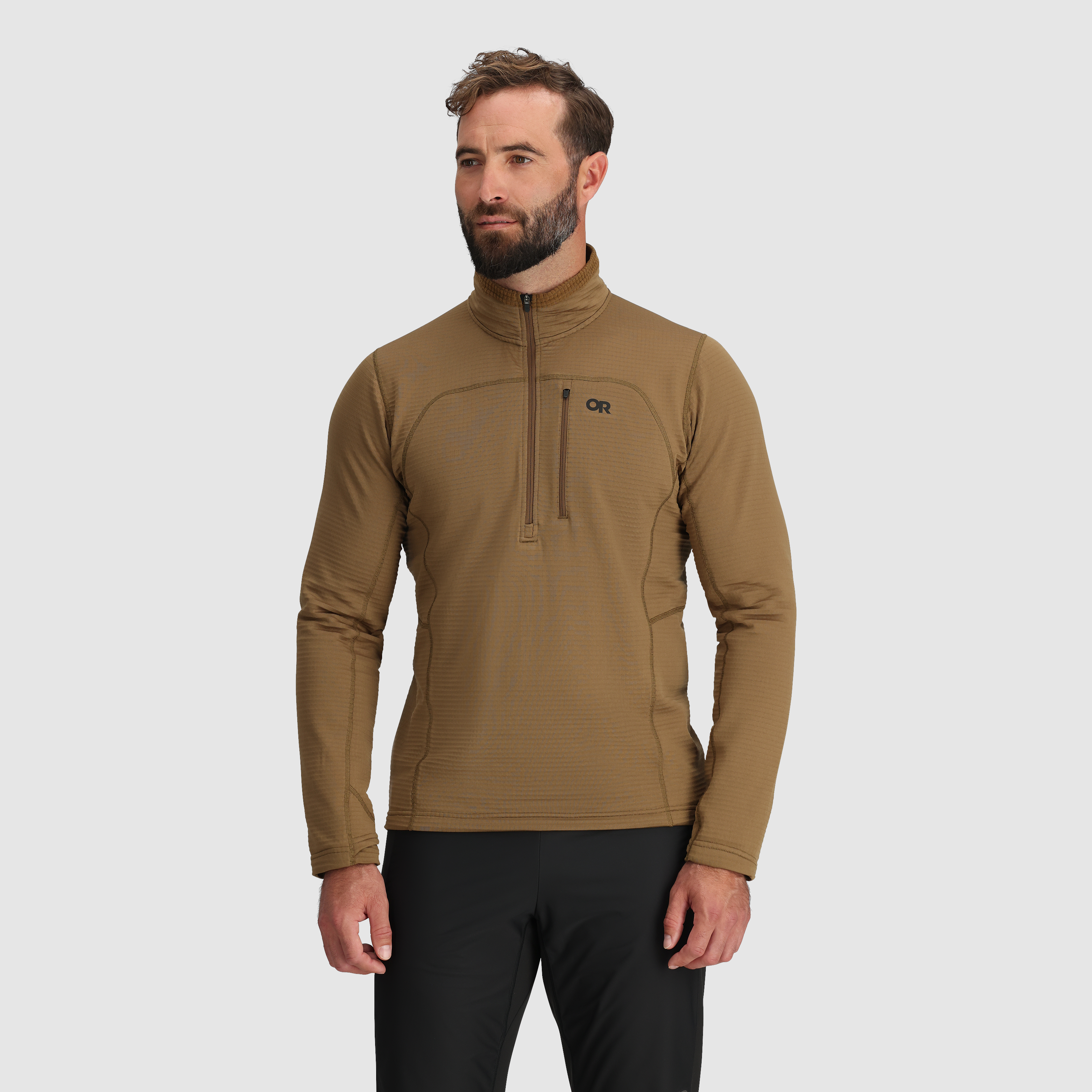 Men's Vigor Grid Fleece Half Zip Jacket for Hiking & Outdoor