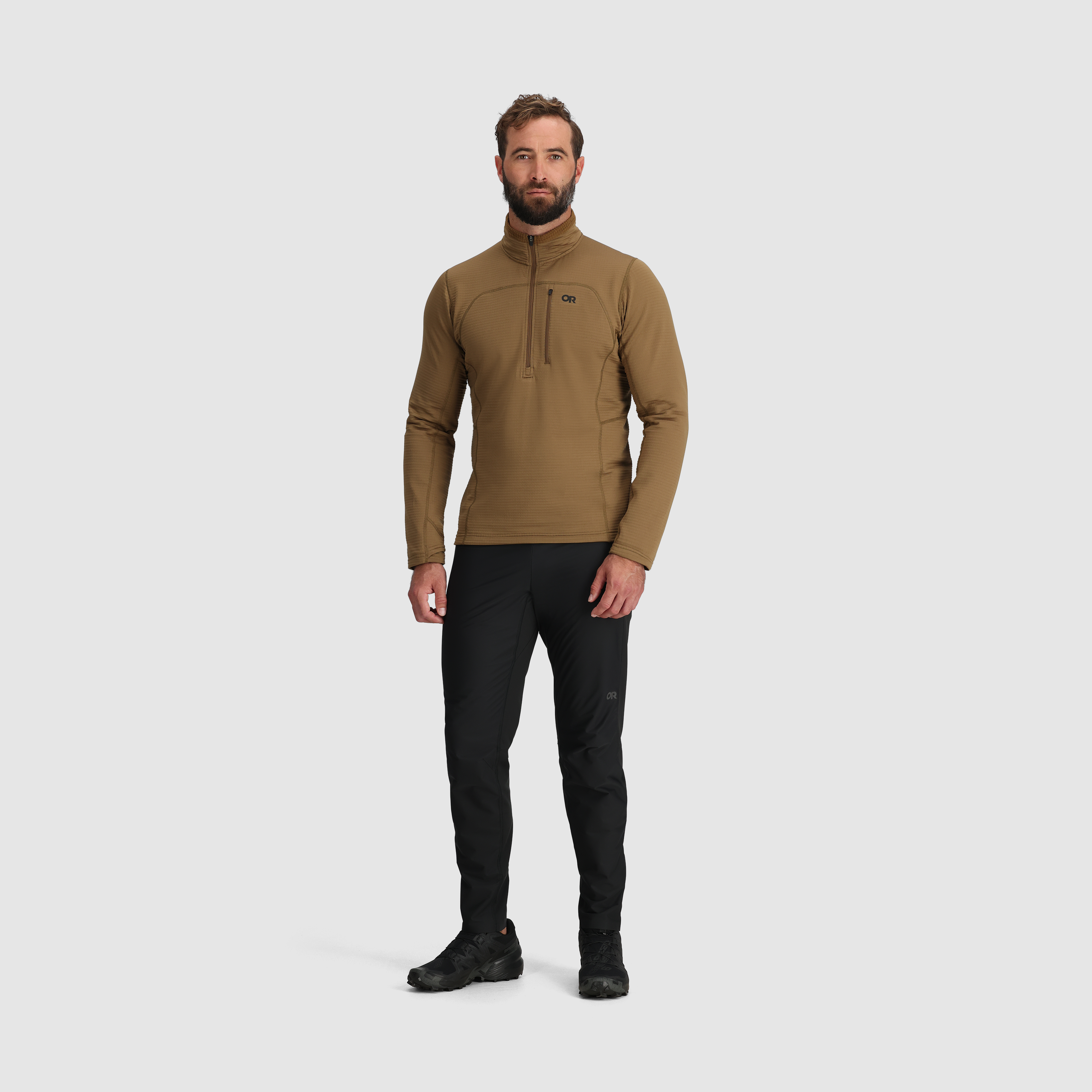 Men's Vigor Grid Fleece Half Zip Jacket for Hiking & Outdoor