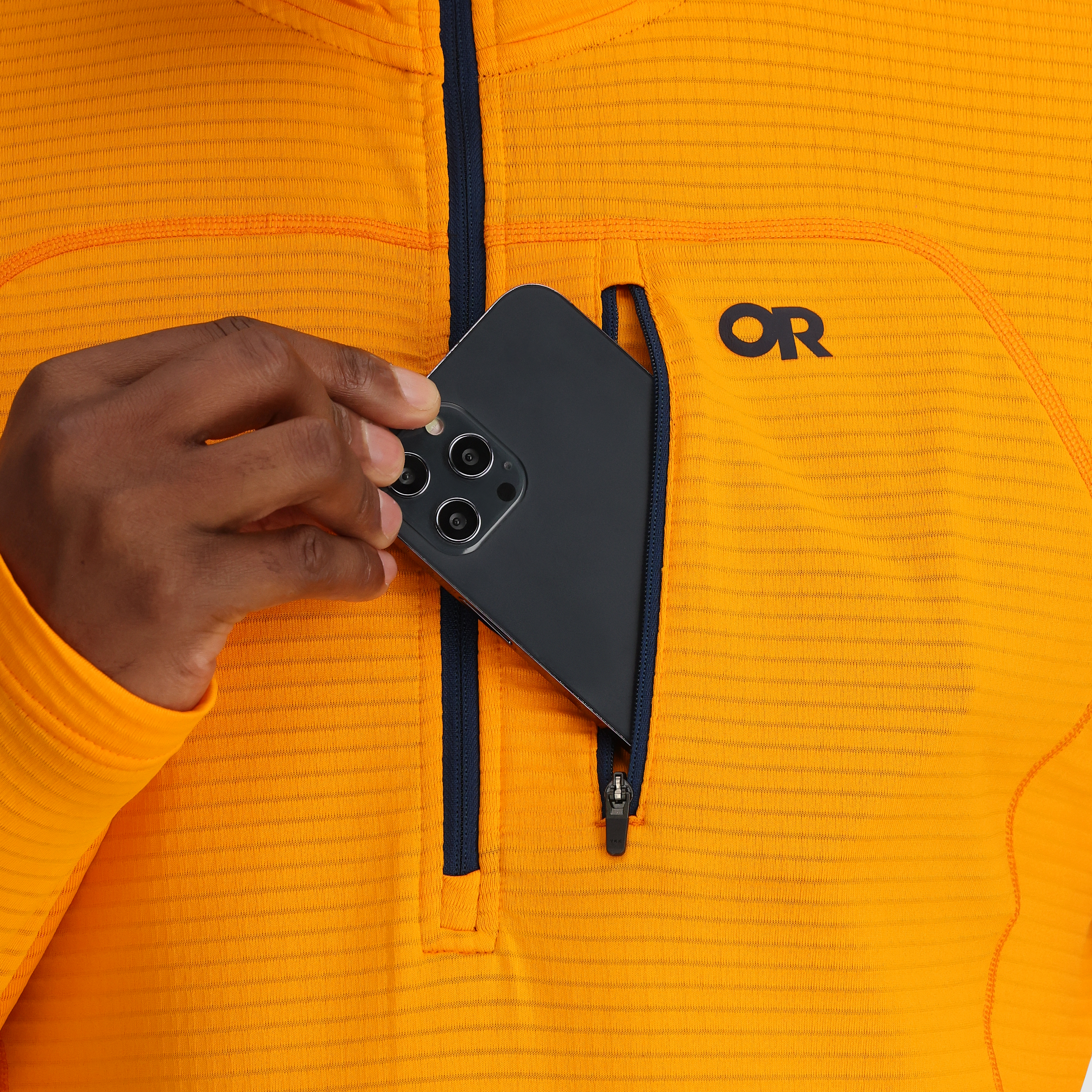 Men's Vigor Grid Fleece Half Zip Jacket for Hiking & Outdoor