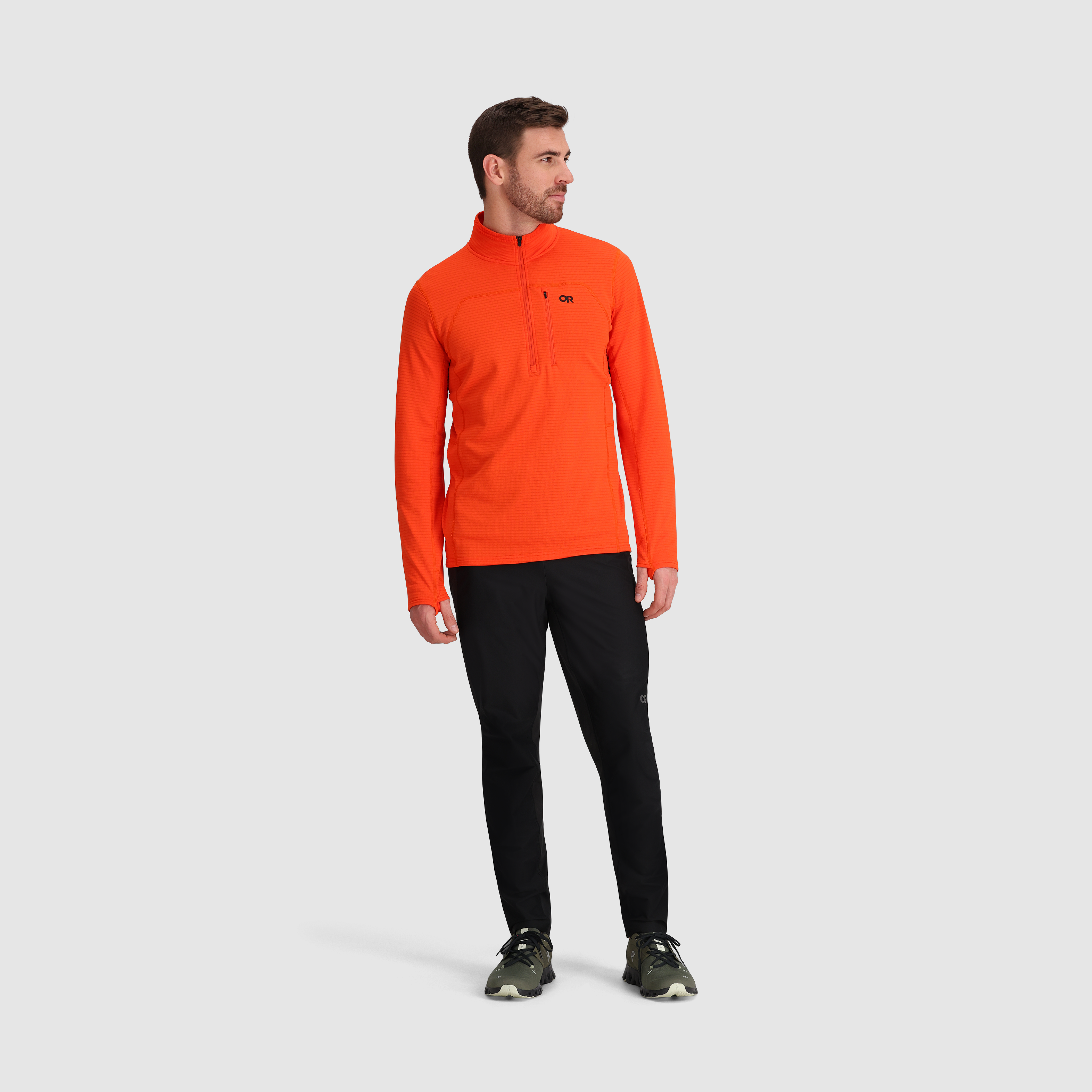 Men's Vigor Grid Fleece Half Zip Jacket for Hiking & Outdoor